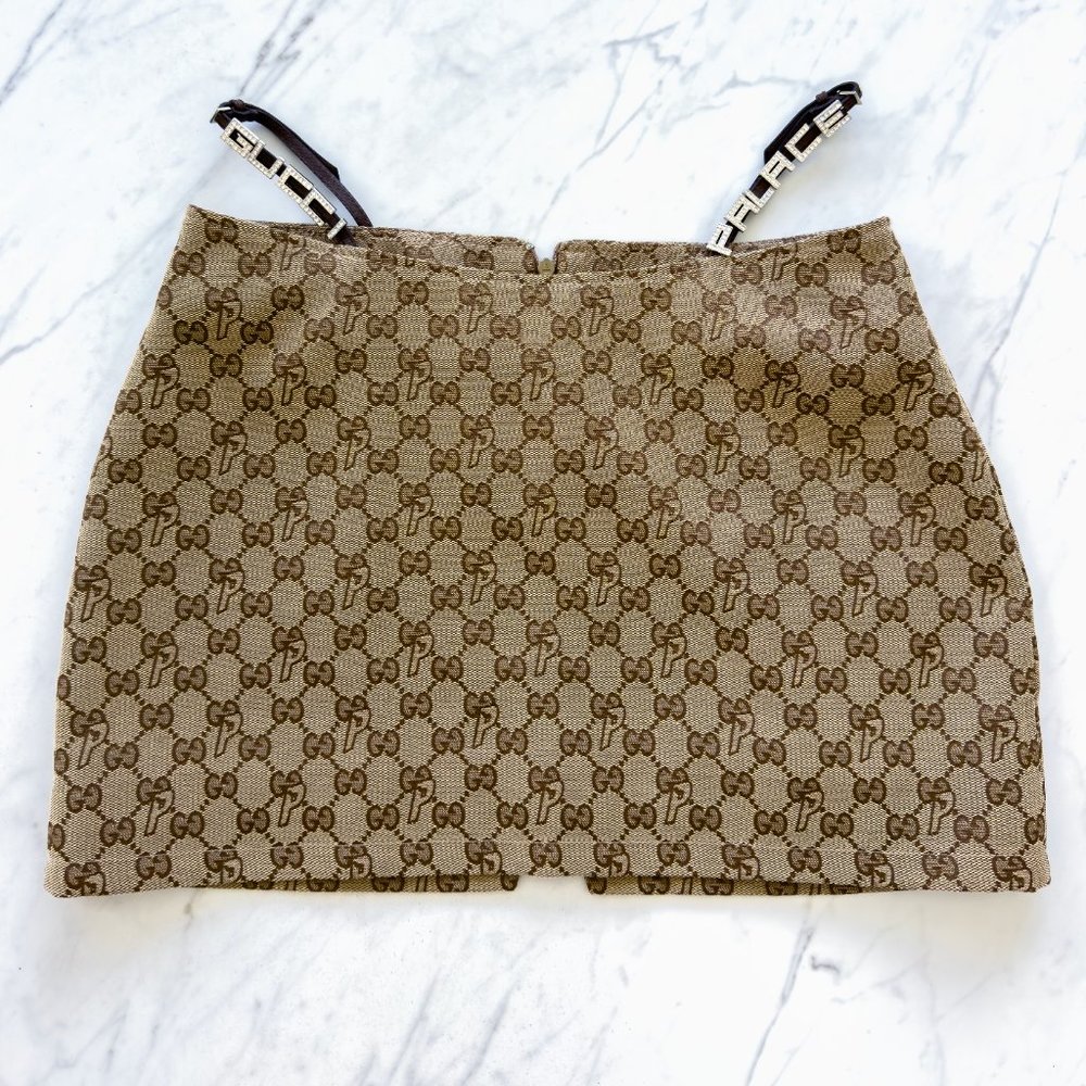 NWT GUCCI VAULT X PALACE MONOGRAM CRYSTAL G-STRING MINI SKIRT $2250 IT 36